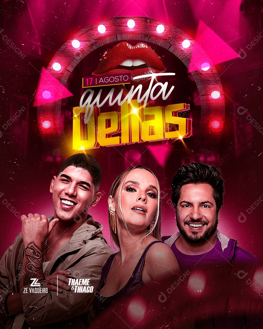 Social Media Flyer Quinta Dellas Zé Vaqueiro Thaeme e Thiago PSD Editável