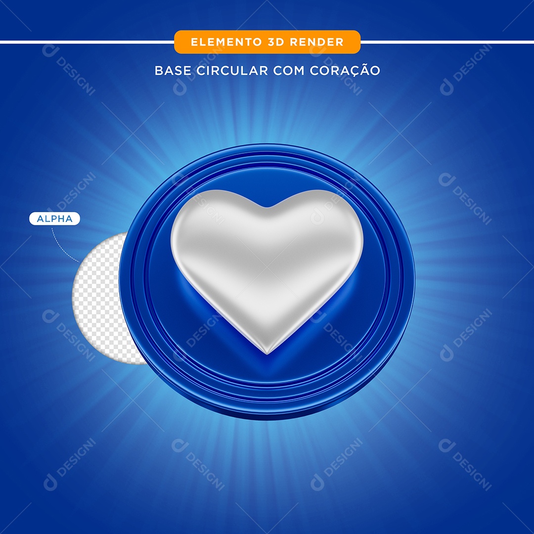 Elemento 3D Coração Para Composição PSD