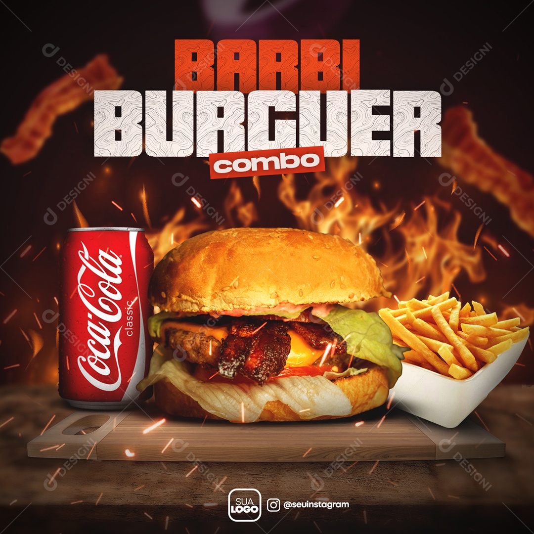 Barbi Burguer Combo Hambuerguer Social Media PSD Editável