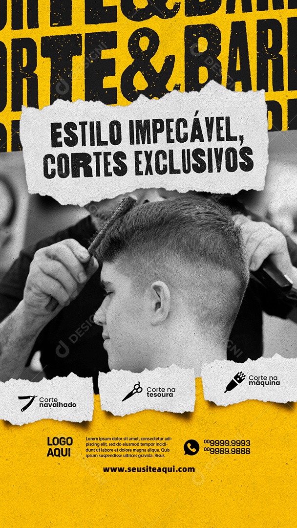 Story Barbearia Estilo Impecável Cortes Exclusivos Social Media PSD Editável