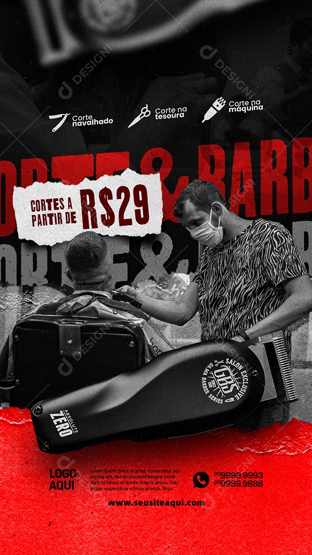 Story Barbearia Cortes a Parti de 29,00 Social Media PSD Editável