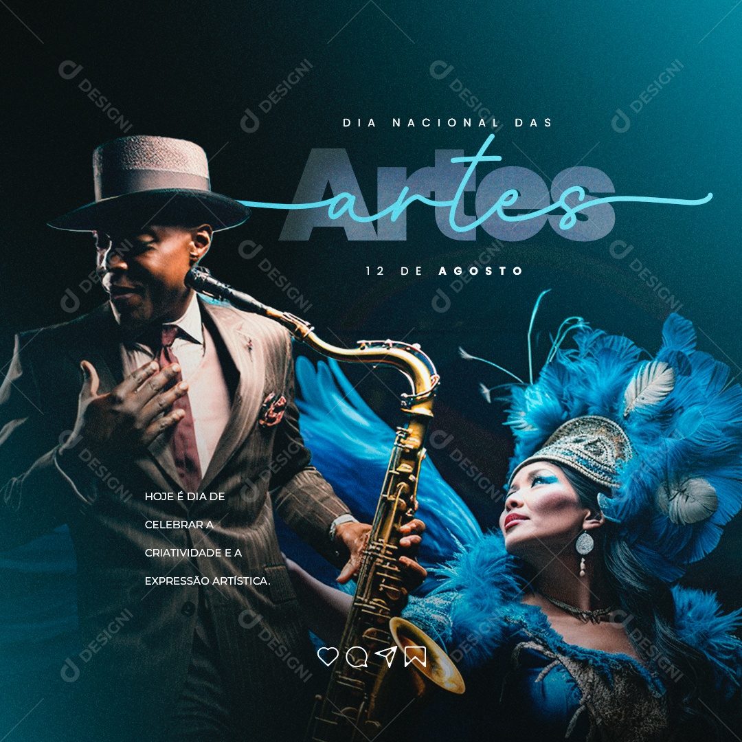 Dia Nacional Das Artes Hoje é Dia de Celebrar Criatividade Social Media PSD Editável