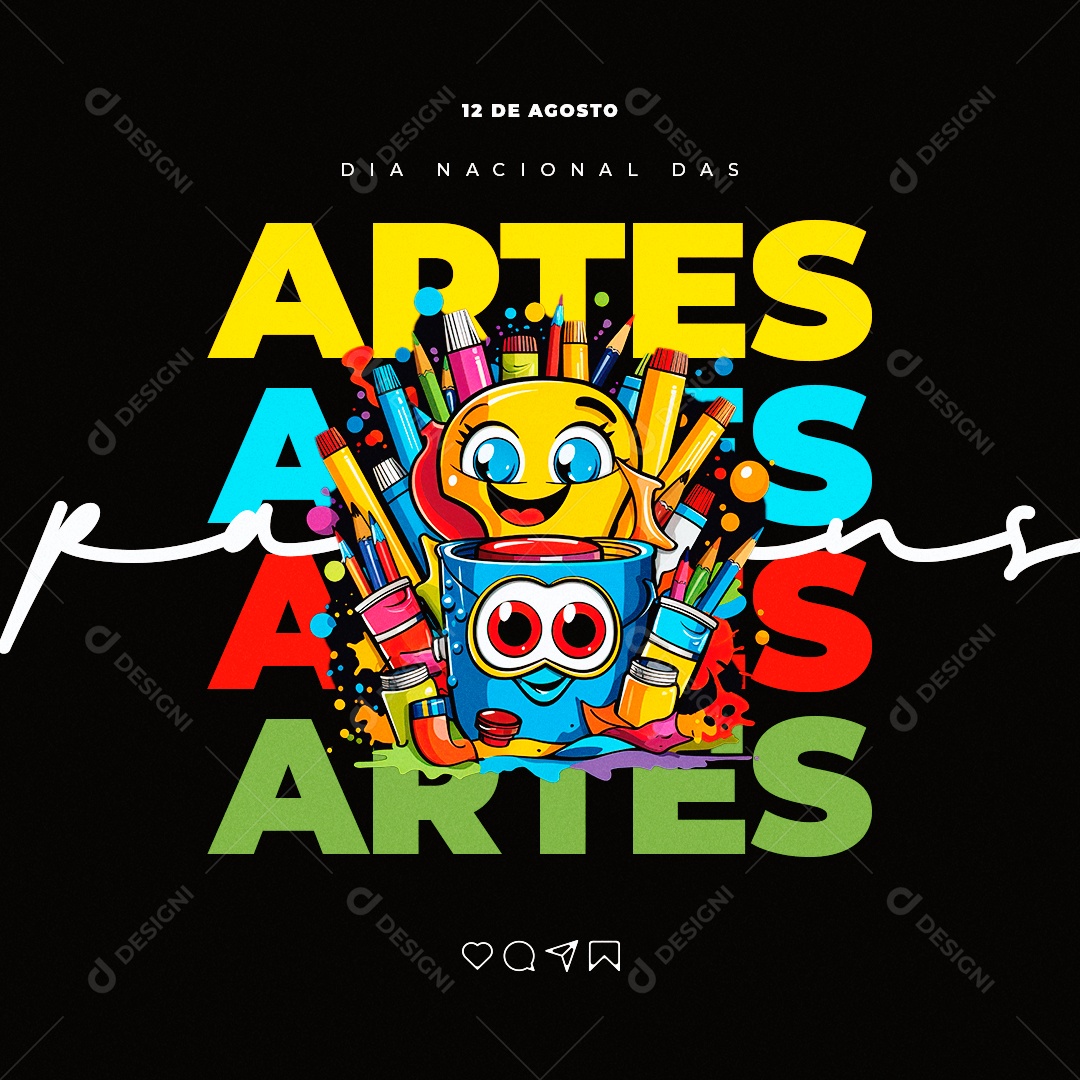 Dia Nacional Das Artes 12 de Agosto Social Media PSD Editável