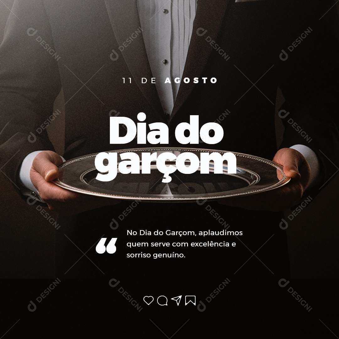 Dia Do Garçom Aplaudimos quem Serve com Excelência Social Media PSD Editável