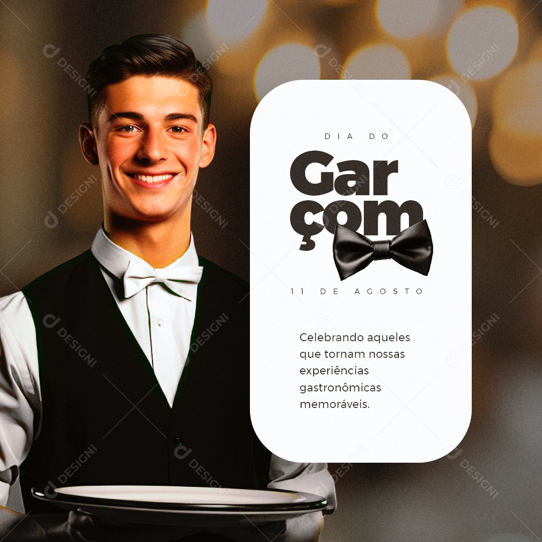 Dia Do Garçom Celebrando Aqueles que Tornam Nossas Experiências Memoráveis Social Media PSD Editável