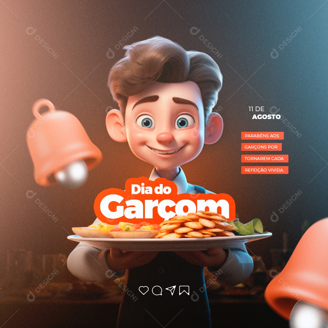 Dia Do Garçom 11 De Agosto Social Media PSD Editável