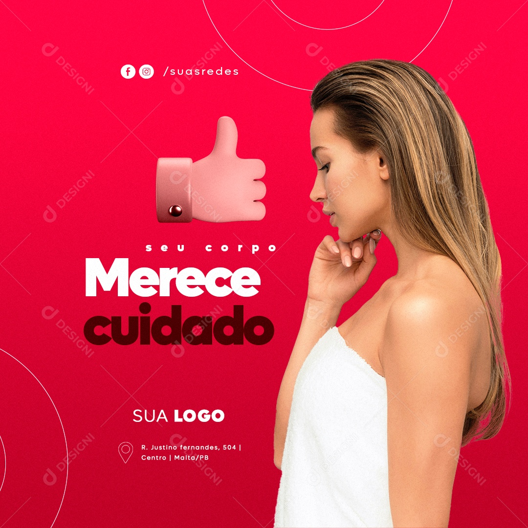 Clínica Estética Seu Corpo Merece Cuidado Social Media PSD Editável