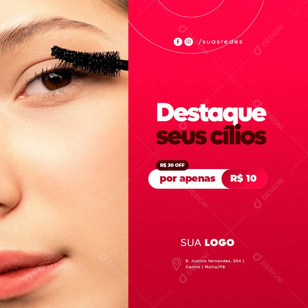 Clínica Estética Destaque seus Cílios Social Media PSD Editável