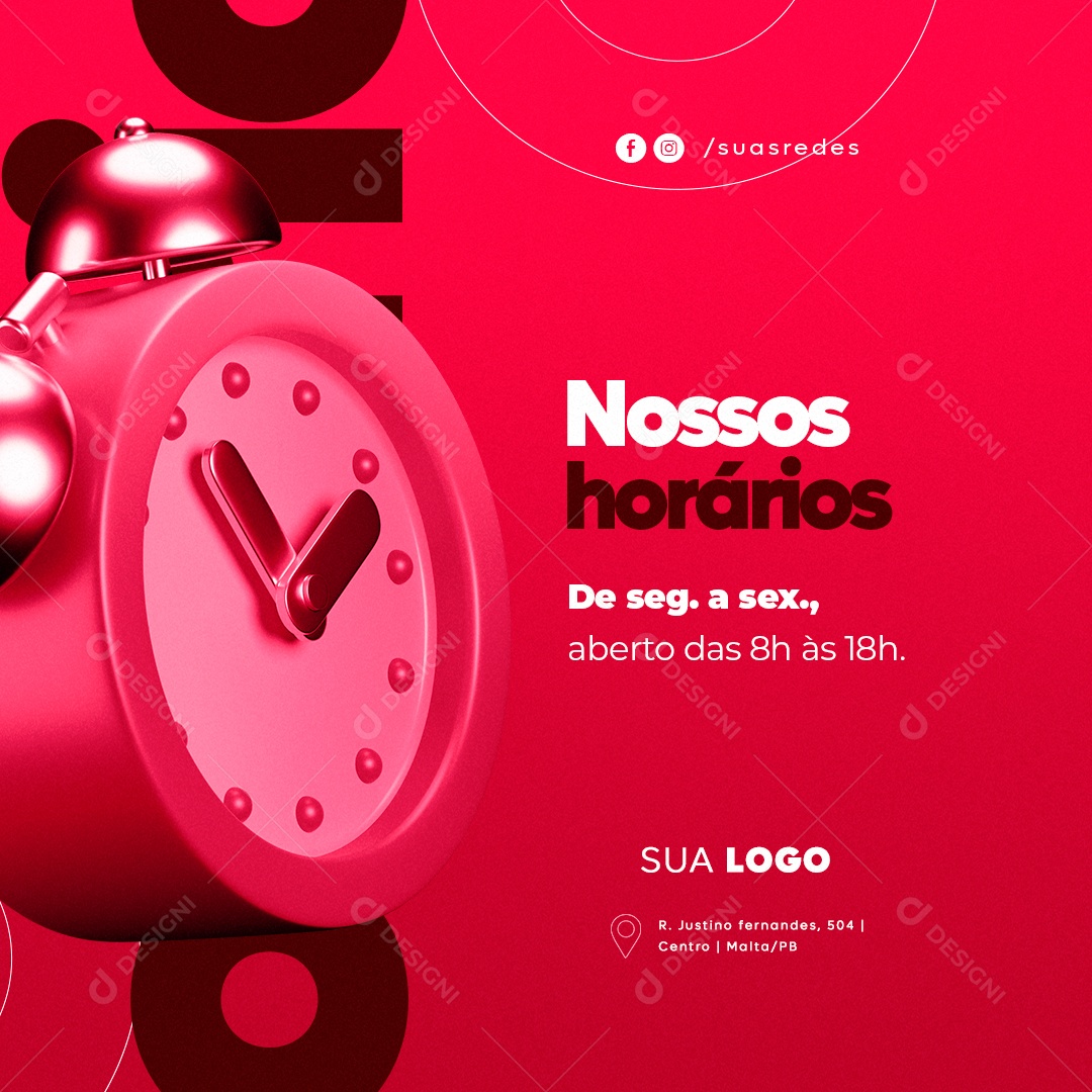 Clínica de Estética Nossos Horários Social Media PSD Editável