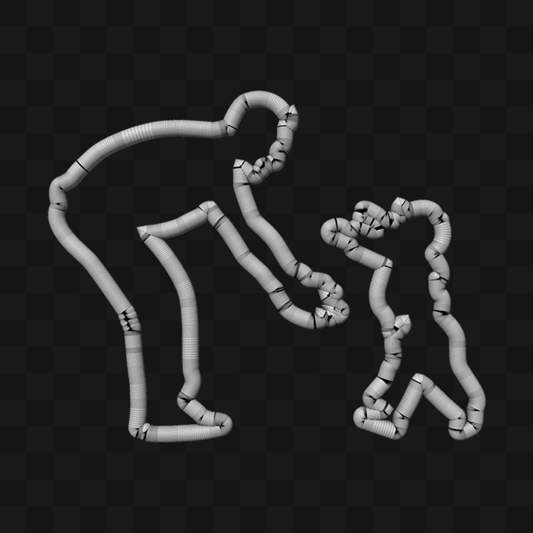 Filho Correndo para Pai Neon - Modelo 3D