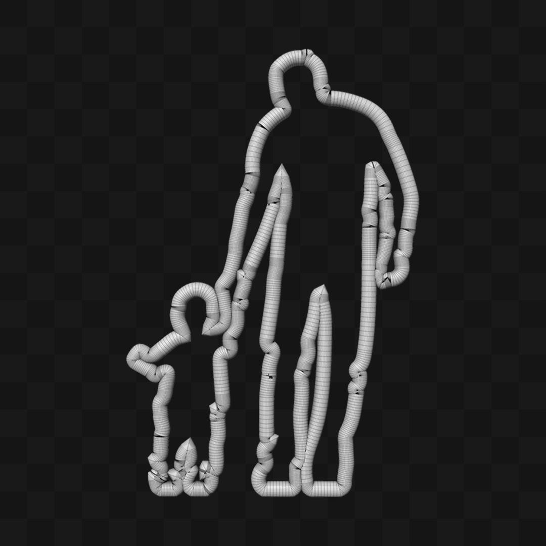 Pai e Filho Mãos Dadas Neon - Modelo 3D