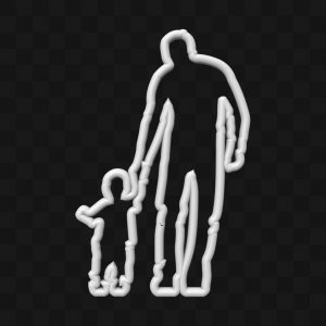 Pai e Filho Mãos Dadas Neon - Modelo 3D
