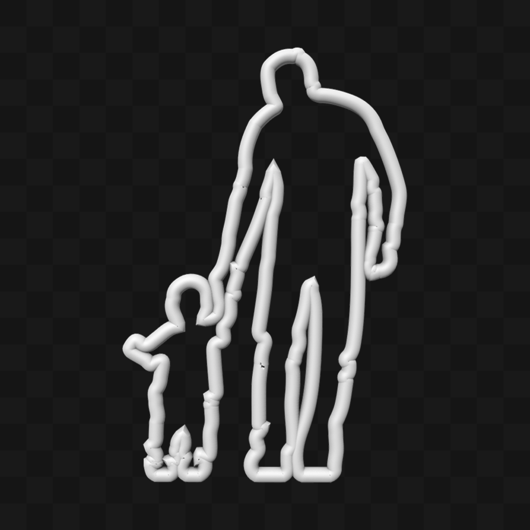 Pai e Filho Mãos Dadas Neon - Modelo 3D