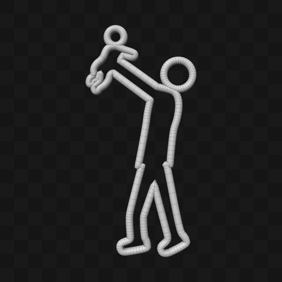 Pai Segurando Filho Neon - Modelo 3D