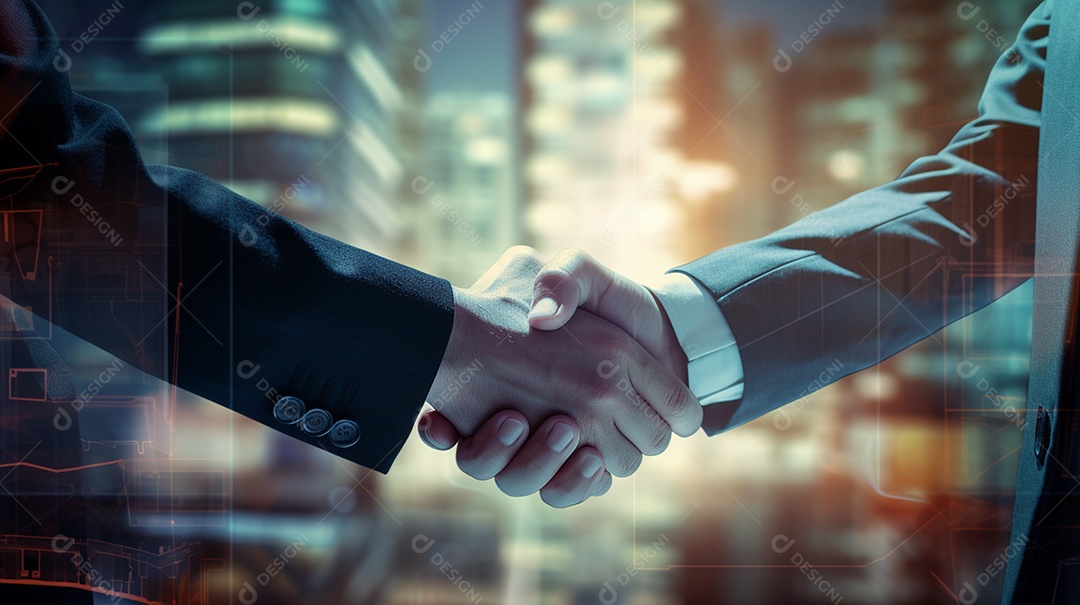 Dois verdadeiros homens de negócios apertam as mãos fechando négocios