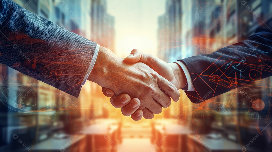 Dois verdadeiros homens de negócios apertam as mãos fechando négocios