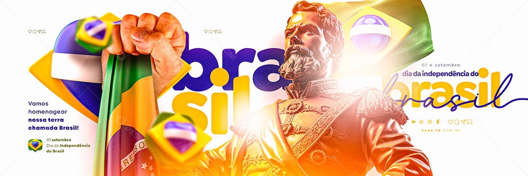 Carrossel Dia Da Independência do Brasil 7 de Setembro Social Media PSD Editável