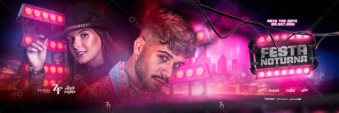 Carrossel Evento Festa Noturn Flyer Ana Castela Zé Felipe Social Media PSD Editável