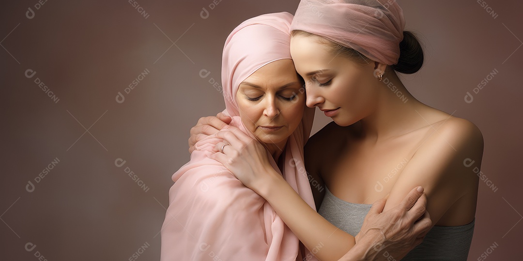 Linda mulher careca lutando contra o câncer de mama