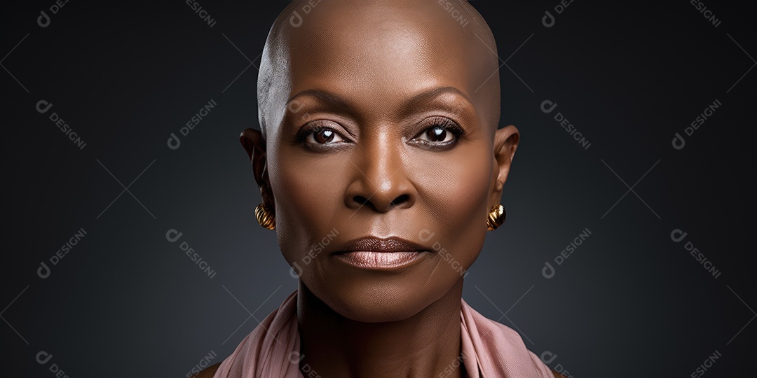 Linda mulher careca lutando contra o câncer de mama