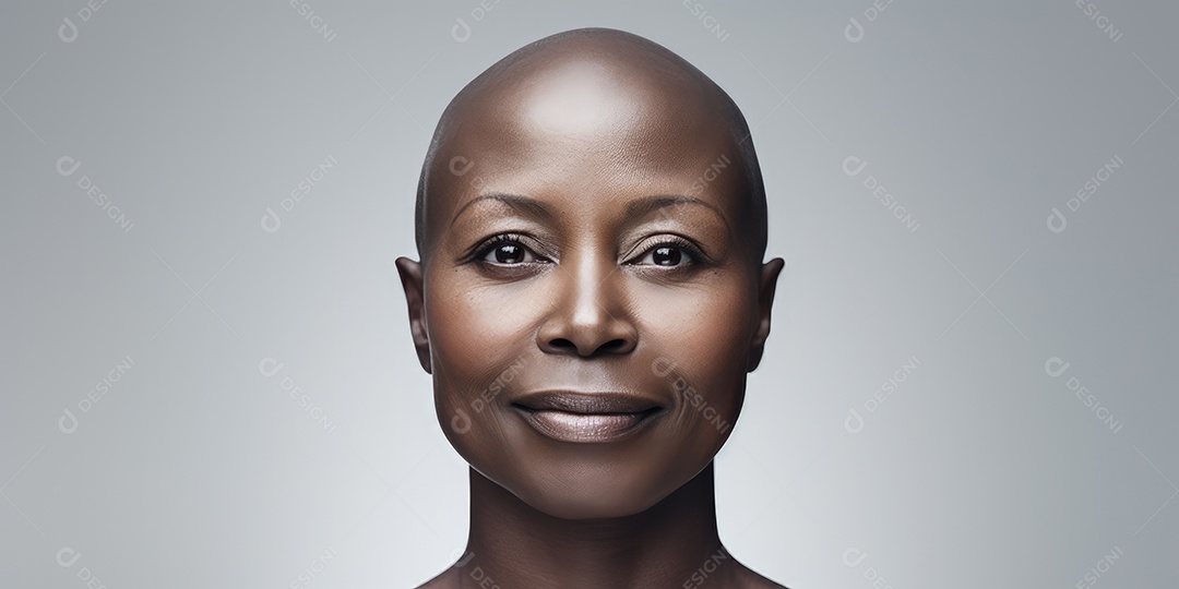 Linda mulher careca lutando contra o câncer de mama