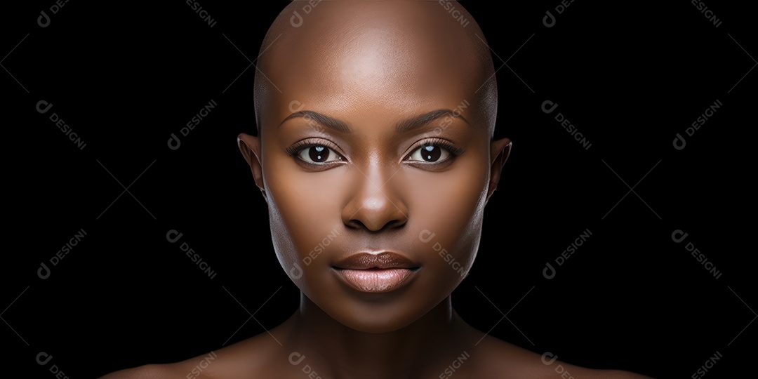 Linda mulher careca lutando contra o câncer de mama