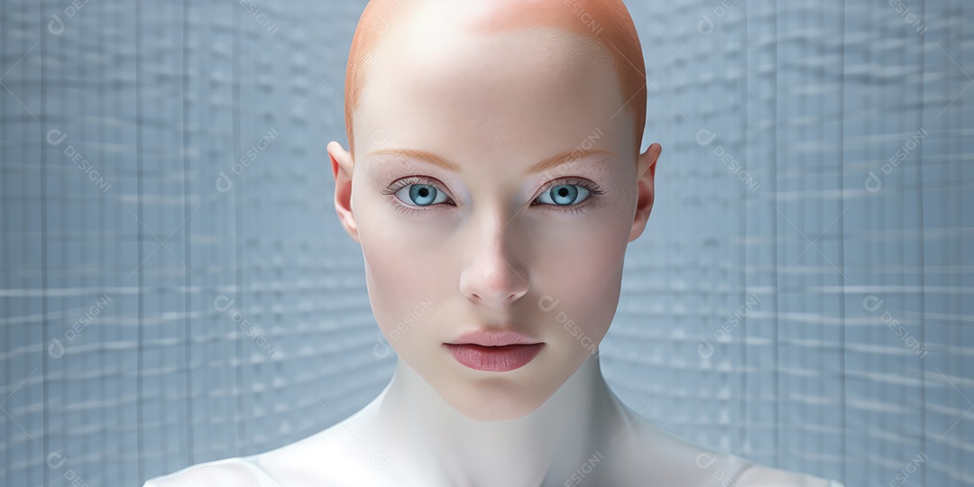 Linda mulher careca lutando contra o câncer de mama