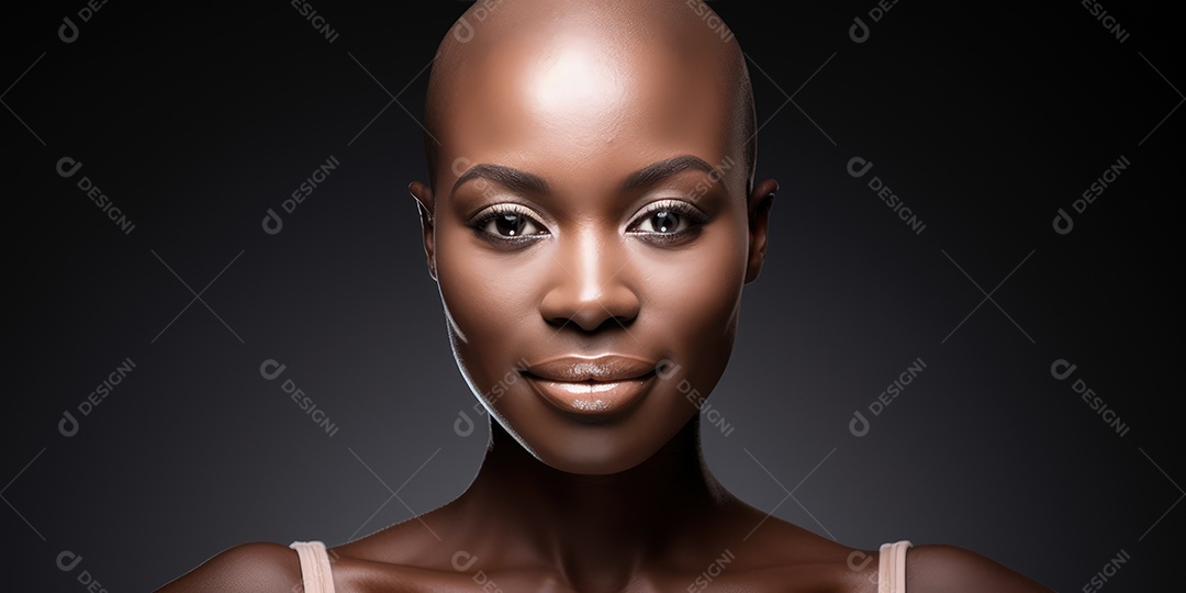 Linda mulher careca lutando contra o câncer de mama