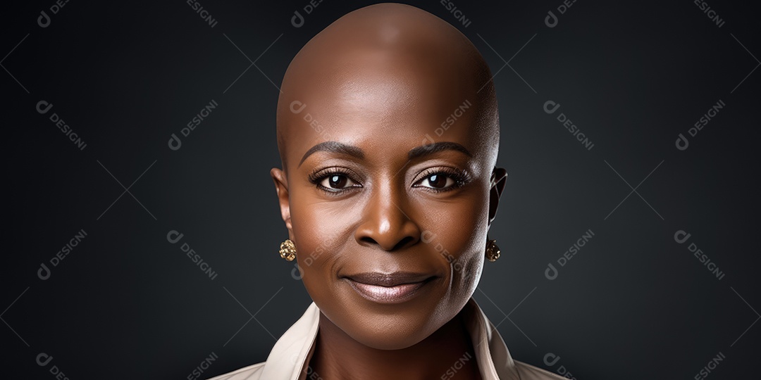 Linda mulher careca lutando contra o câncer de mama
