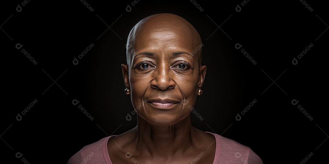 Linda mulher careca lutando contra o câncer de mama