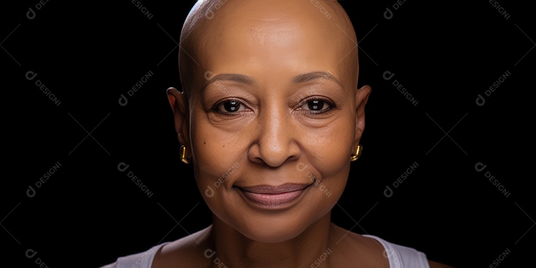 Linda mulher careca lutando contra o câncer de mama