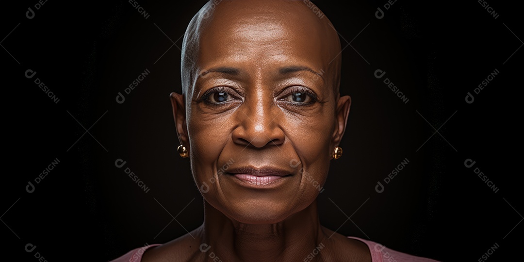 Linda mulher careca lutando contra o câncer de mama