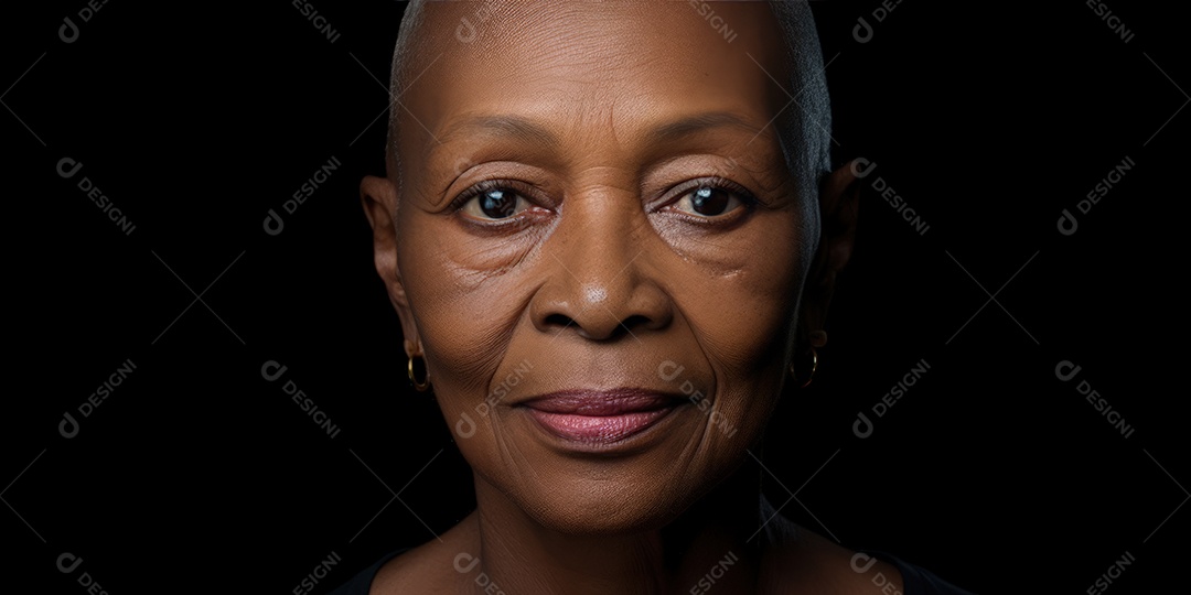 Linda mulher careca lutando contra o câncer de mama