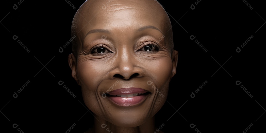 Linda mulher careca lutando contra o câncer de mama