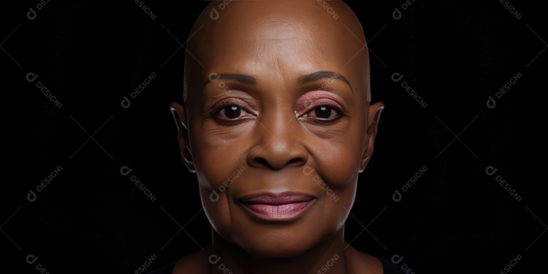 Linda mulher careca lutando contra o câncer de mama