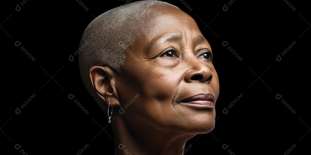 Linda mulher careca lutando contra o câncer de mama