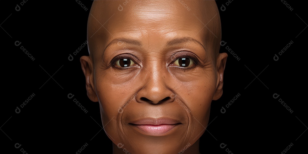 Linda mulher careca lutando contra o câncer de mama