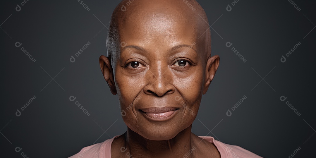 Linda mulher careca lutando contra o câncer de mama