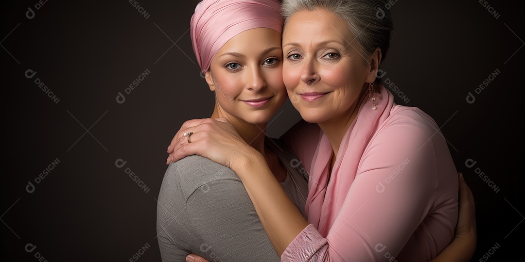 Linda mulher careca lutando contra o câncer de mama