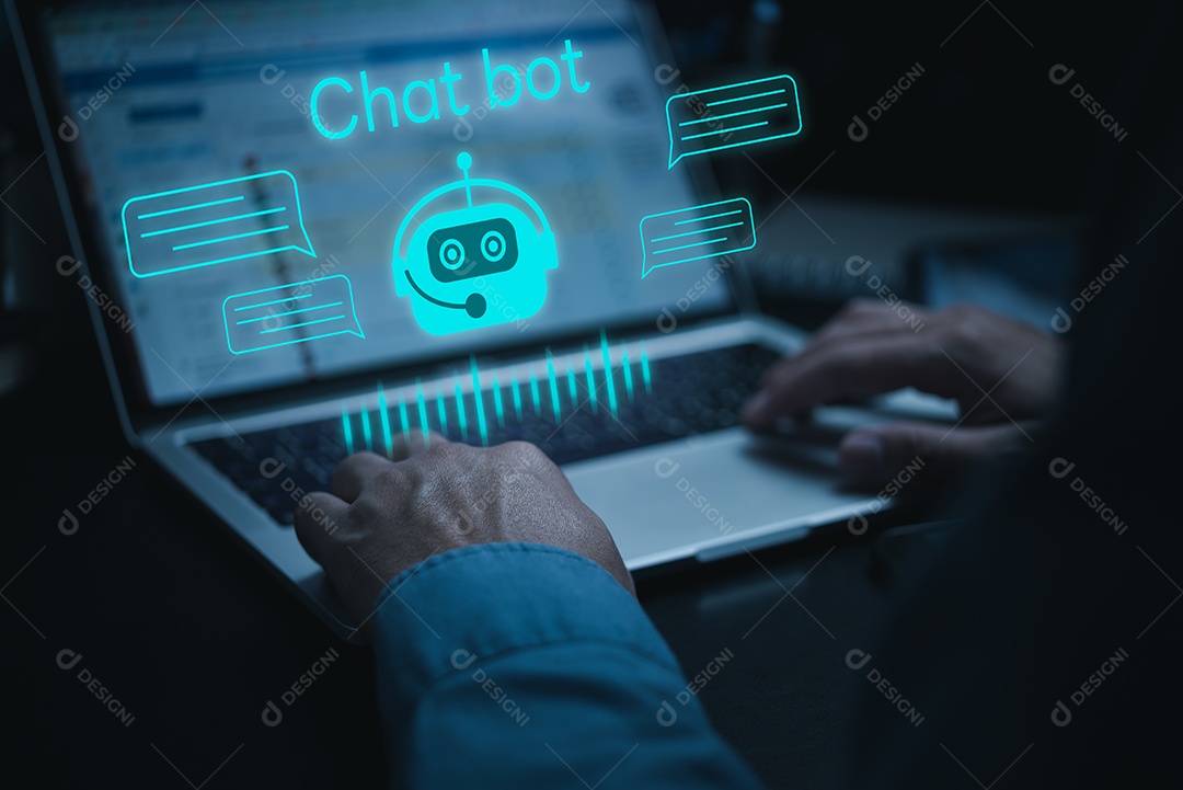 Conversa de chatbot Ai Tecnologia de Inteligência Artificial atendimento ao cliente on-line.