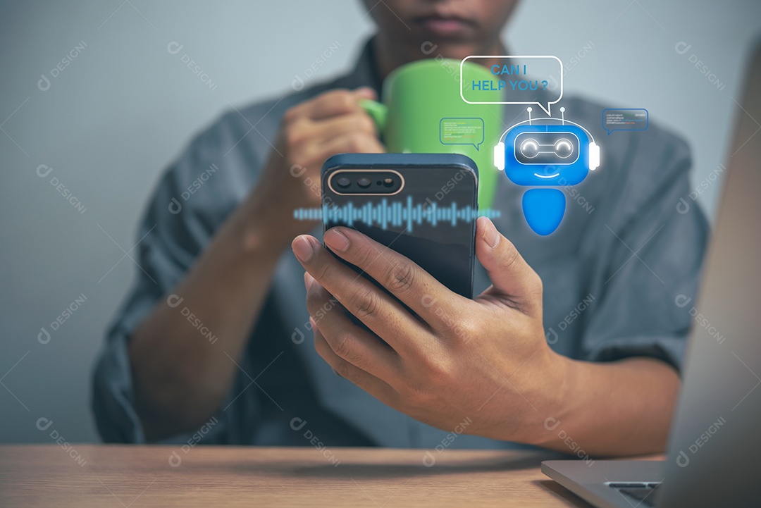 Conversa de chatbot Ai Tecnologia de Inteligência Artificial atendimento ao cliente on-line.