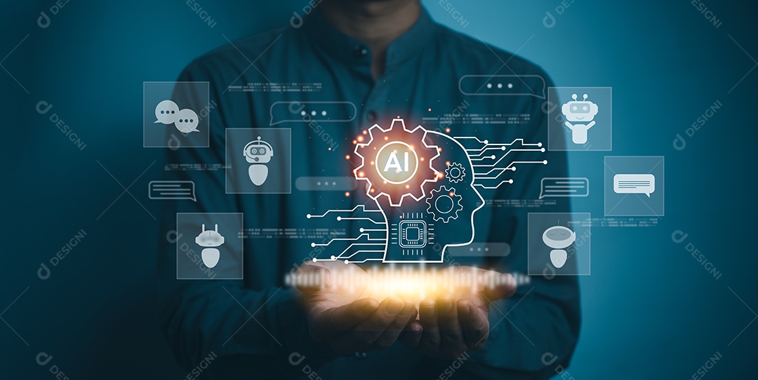 Conversa de chatbot Ai Tecnologia de Inteligência Artificial atendimento ao cliente on-line.