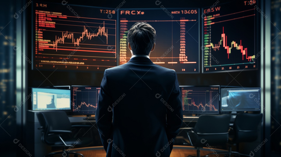 Um empresário na frente do forex.