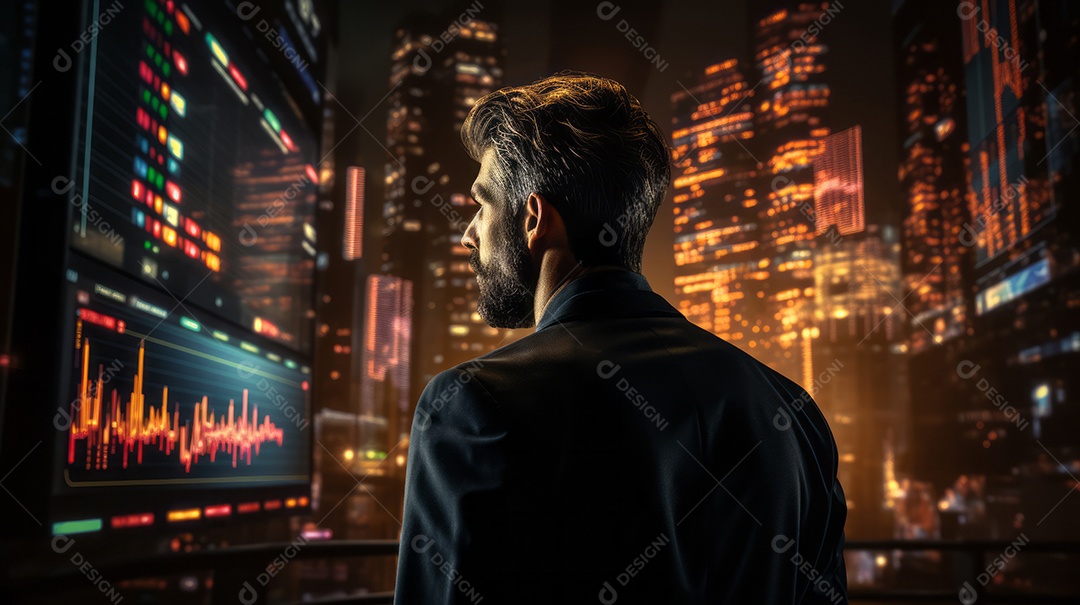 Um empresário na frente do forex.