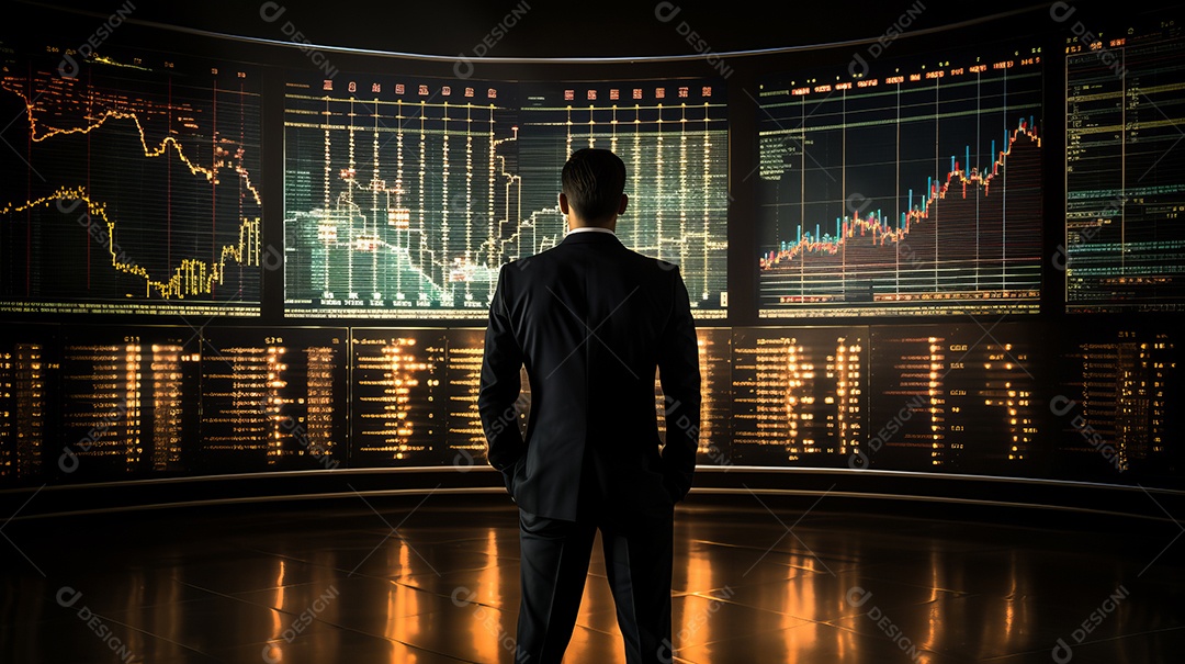 Um empresário na frente do forex.