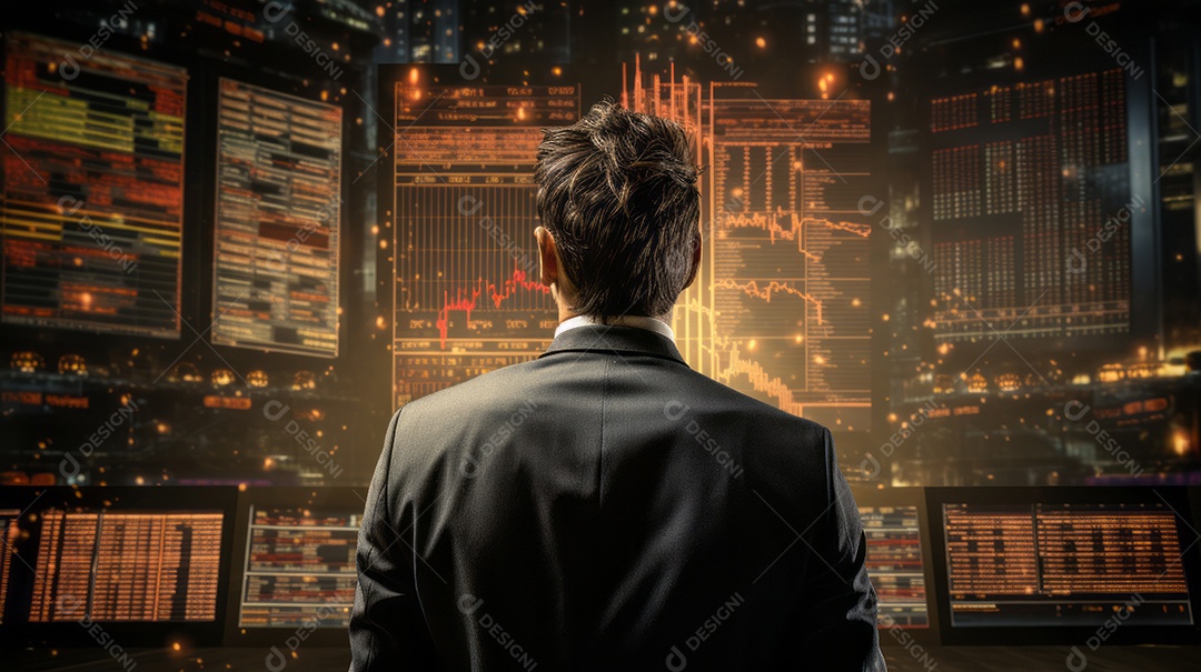 Um empresário na frente do forex.