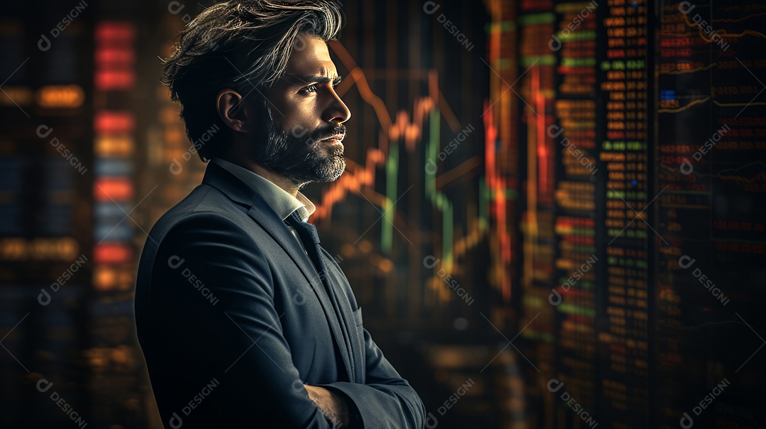 Um empresário na frente do forex.