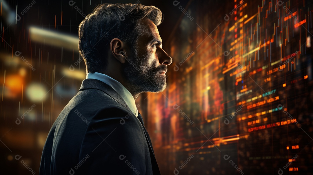 Um empresário na frente do forex.