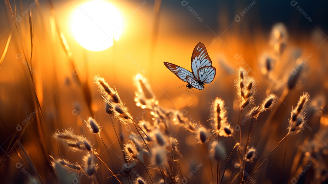 Paisagem de campo abstrata ao pôr do sol.