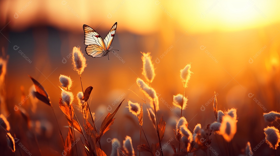 Paisagem de campo abstrata ao pôr do sol.